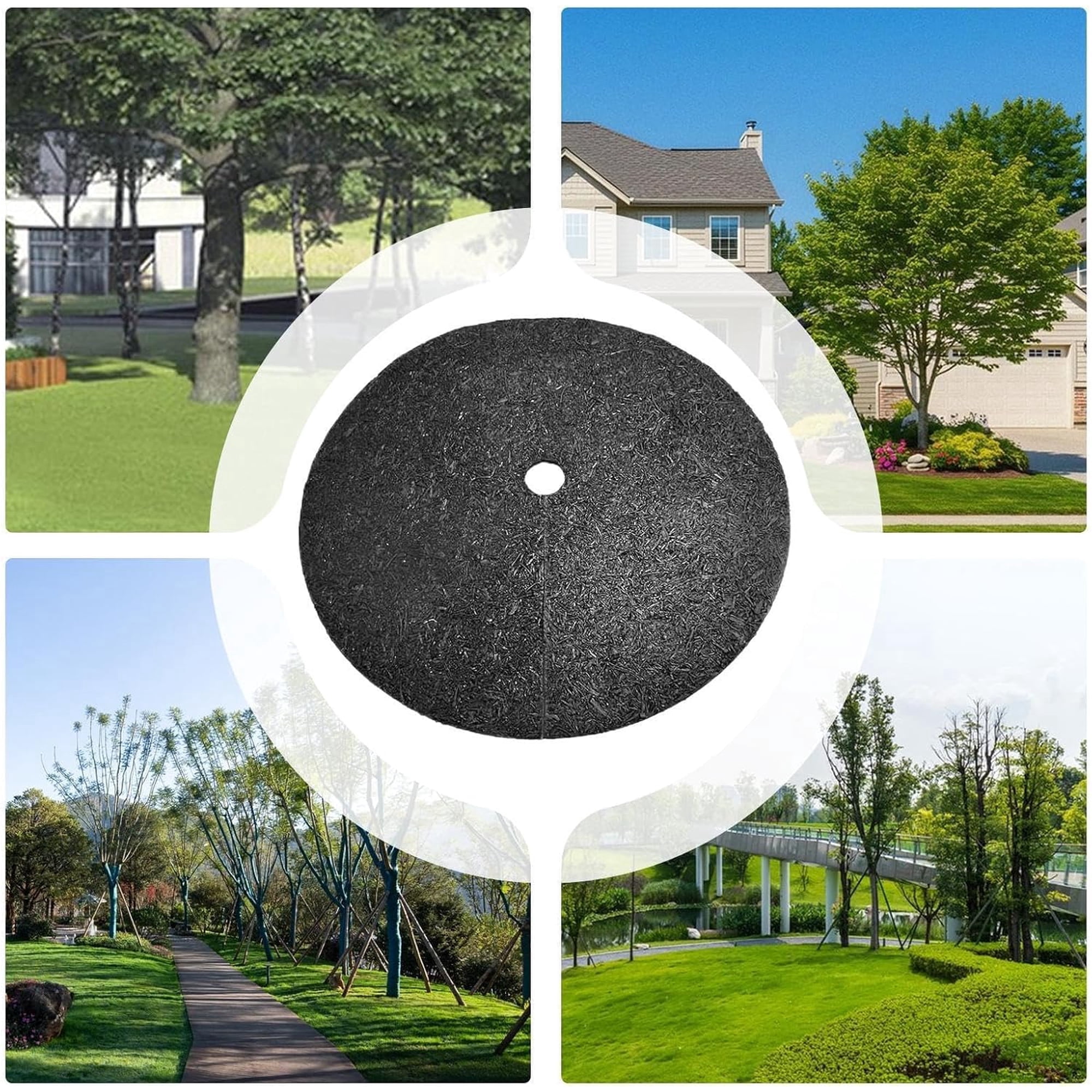 Non Woven Tree Mulch Ring 40 Inch, Degradable Tree Protector Mat, Biodegradable Reusable Mulching Ring for Landscaping Weed Control Root Protection