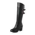 thumbnail image 2 of Tawop Womens Hiking Boots, High Heel Square Heel Shoes Pointed Zip Shoes Winter Boots Leather Knee-High Boots Toddler Black Boots Hunter Boots, 2 of 8