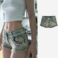 thumbnail image 2 of Women's High Waisted Denim Shorts Sexy Stretchy Jean Cargo Hot Pants Casual Summer Shorts Button Short Jeans Going Out Vacation Bottoms with Pockets, 2 of 4