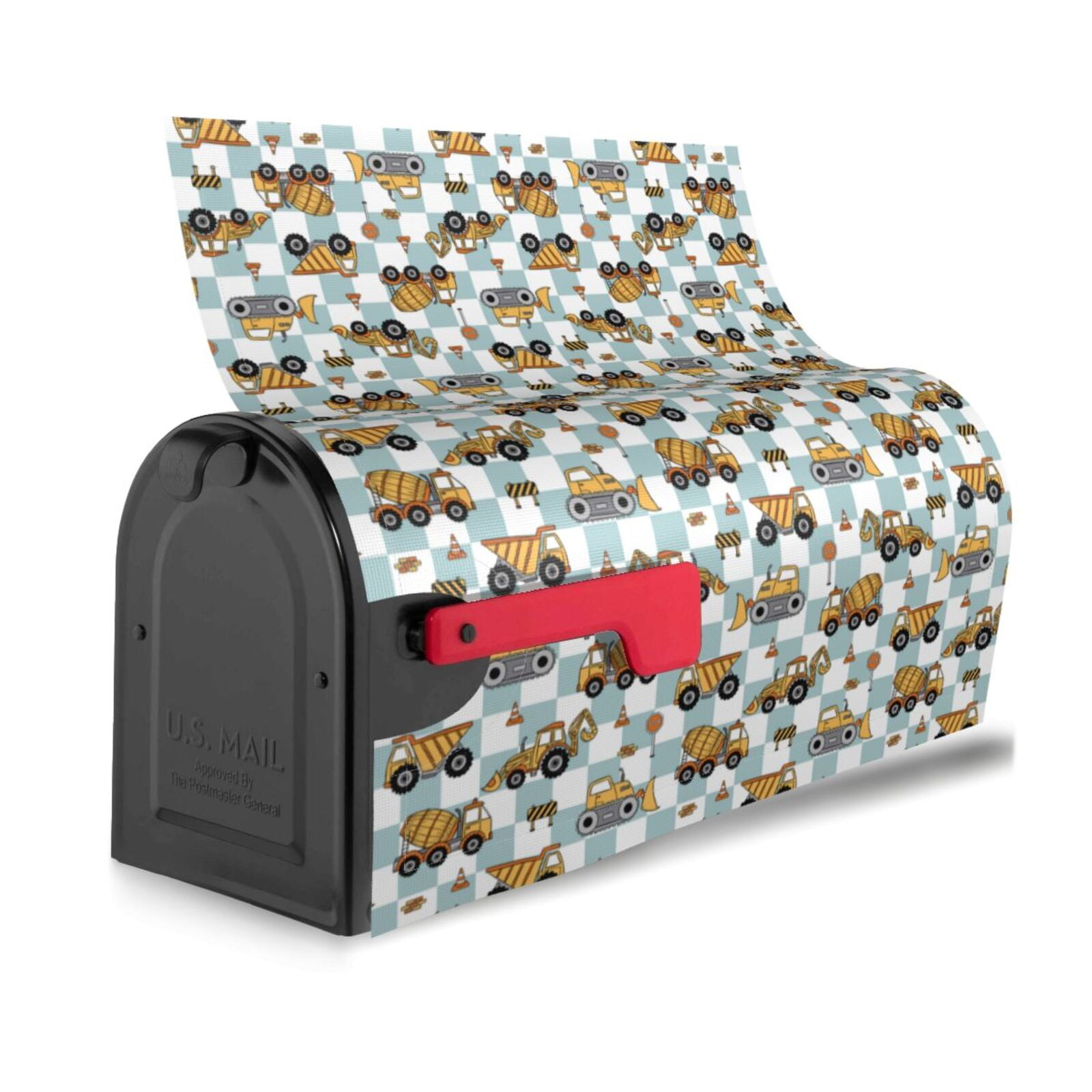 Xecao Construction Vehicle for Mailbox Cover with Magnetic Strips, Waterproof and Sunscreen, Adds a Decorative Touch to Your Garden Yard-21x18 in