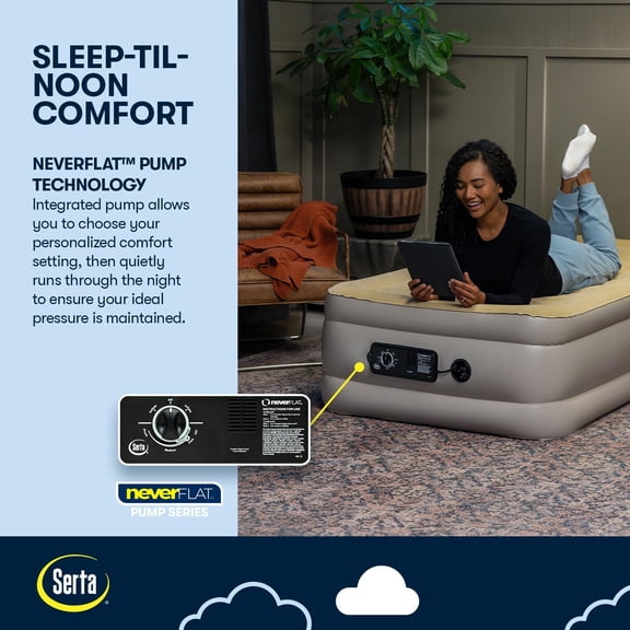 Raised Air Mattress with Never Flat Pump| Luxury Inflatable Mattress with Built in Air Pump to Ensure a Good Night’s Rest| Heavy Duty Blow Up Mattress with Self Inflating Pump
