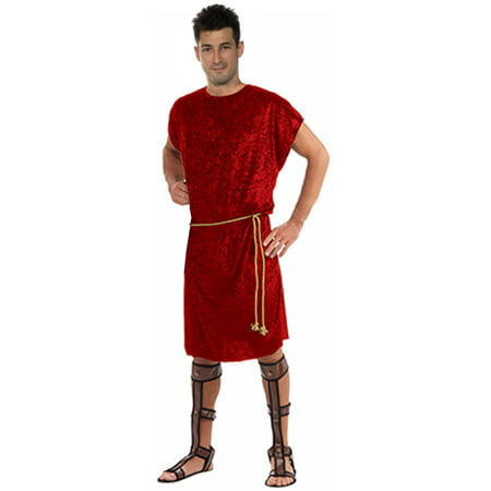 Adult Red Roman Trojan Gladiator Costume Tunic with Gold Cord Belt ...