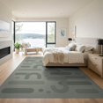thumbnail image 3 of ODIKA 9'x12' Green Sage Abstract Geometric Contemporary Washable Area Rug Modern Curved Lines Rounded Shapes Minimalist for Master Suite, California King, Under Bed, Non-Shedding, Easy Care, 3 of 7