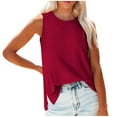 thumbnail image 1 of Birdeem Tank Top for Women Fashion Womens Solid Color Casual Side Slit Round Neck Tank Top, 1 of 12