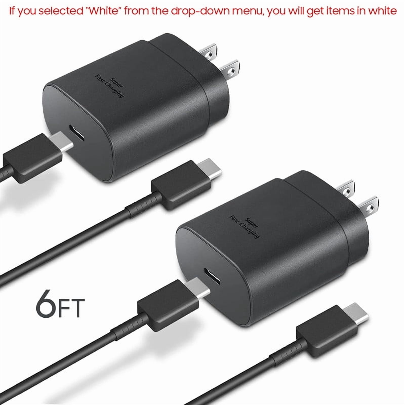 2 Pack 25W Samsung USB-C Super Fast Charger 6FT Type C Charger Cable Cord Fast Charging Android Phone Wall Charger Block for Samsung Galaxy S25 Ultra/S24+/S23 Ultra/S23/S23+/S22/S22 Ultra/S22+/S21