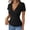 Black, variant on Women's Ribbed Knit Tops Short Sleeve Wrap V Neck Button Down Blouses Summer Elegant Slim Fit Party Shirts Army Green L