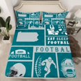 thumbnail image 3 of Homewish Football Rugby Teens Twin Sheet Sets, Modern Sports Athlete Twin Fitted Sheet, Teal Cartoon Helmet Flat Sheet, Super Cozy Room Decor, 3-Piece, 3 of 8