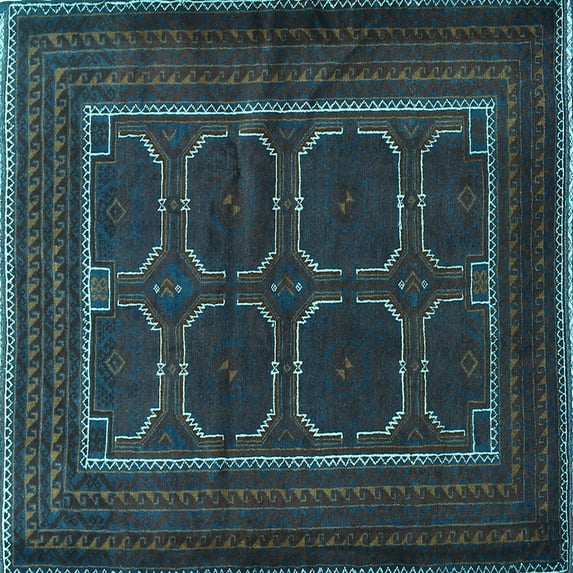 Ahgly Company Indoor Square Persian Light Blue Traditional Area Rugs, 7' Square