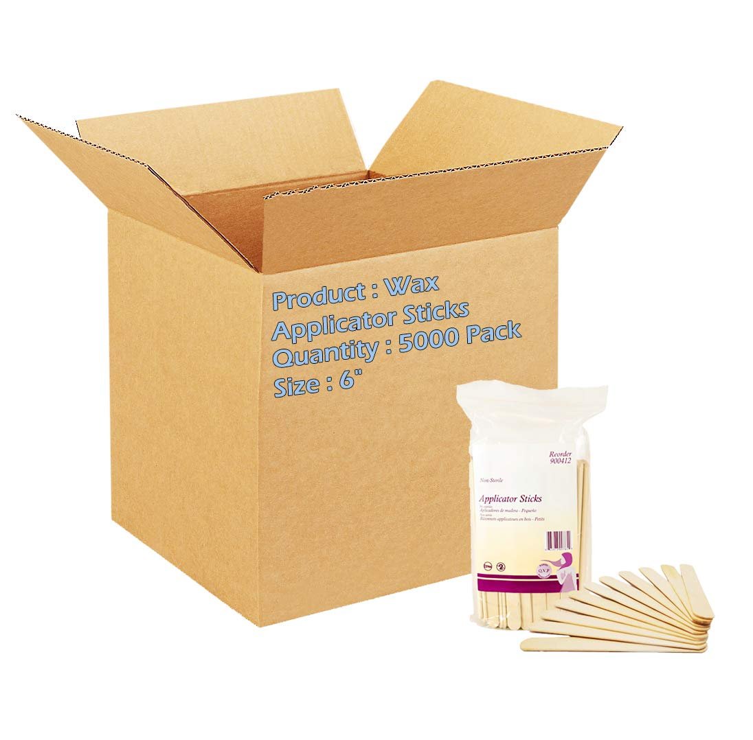 Wax Applicator Sticks 6" Case of 5000 Wooden Waxing Spatulas for home