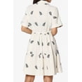 thumbnail image 2 of TheMogan Women's Leaf Embroidered Short Sleeve Collared Half Button Up Shift Mini Dress, 2 of 7