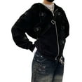 thumbnail image 1 of Sunloudy Women Spring Fall Coat, Rhinestones Skull/ Spider Print Long Sleeve Hooded Jacket with Zipper, 1 of 5