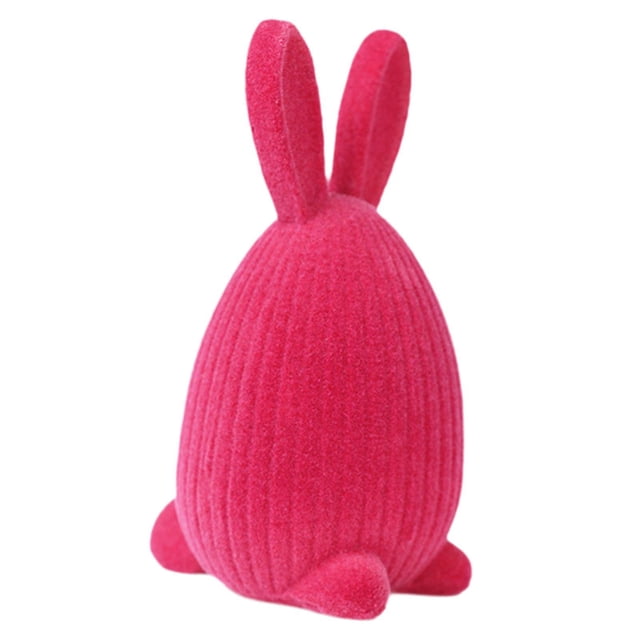 Figura de conejo de Pascua flocado, linda decoración para fiestas, suministros creativos de mesa. Rosa oscuro