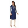 thumbnail image 4 of Maple Clothing Indian Kurtas for Women Poly Silk Long Kurti Tunic Tops (Blue, 4XL), 4 of 6