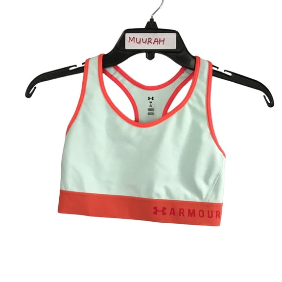 Under Armour Womens Green Orange Keyhole Racerback Mid-Impact Sports Bra Size S