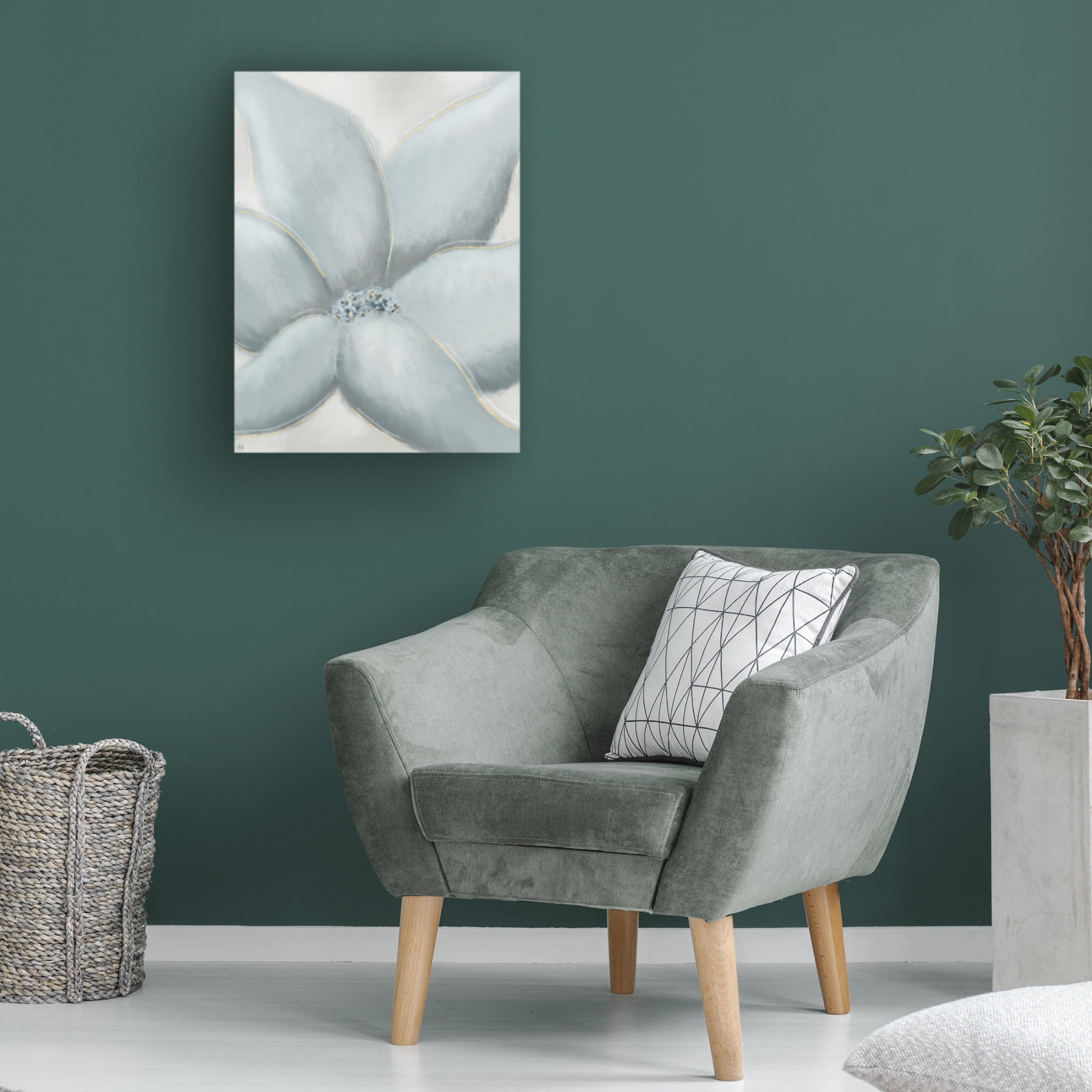 Canvas Wall Art - Line and Brush 'Cotton Flower' Wall Art for Living Room, Bedroom, or Office Décor by Trademark Fine Art - 18 x 24 Inches