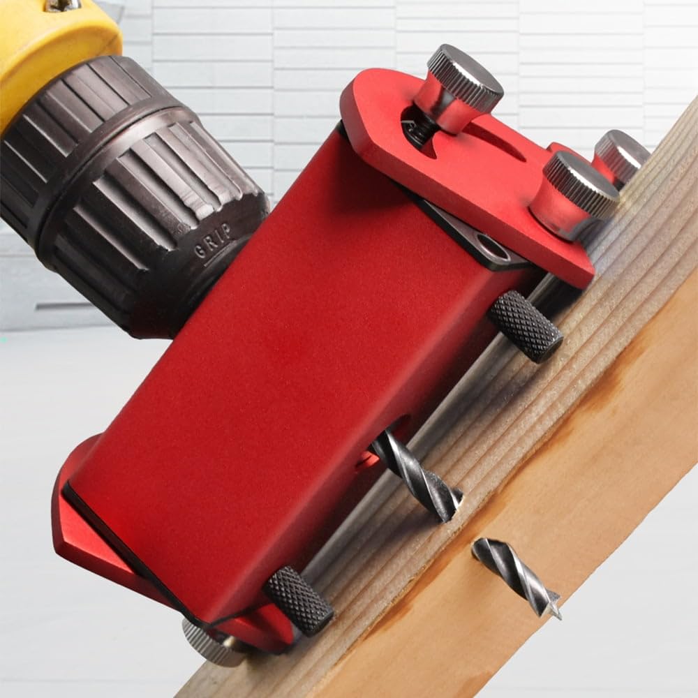 Woodworking Pocket Hole Jig with Aluminum Alloy Oblique Hole Locator Punch for Wood Board Splicing Installation