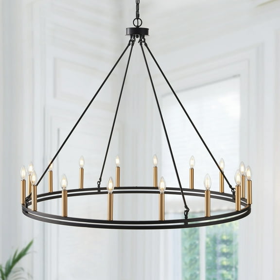 Aiwen Stylish 16 Bulbs Oversize Wagon Wheel Chandelier for Living Room, Dining Room, Kitchen