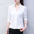 thumbnail image 2 of Blusas de mujer con cuello en V, color sólido, primavera otoño, elegantes, ropa de calle, camisas casuales de manga larga para mujer, blusas holgadas para mujer, 2 of 5