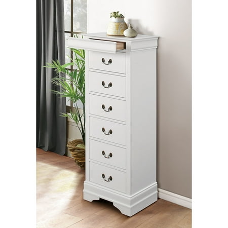 Wooden Six Drawer Lingerie Chest, Grey- Saltoro Sherpi