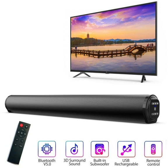 Oture Bluetooth Sound Bar, TV Sound Bar , 22-Inch Wired & Wireless Bluetooth 5.0 Stereo Soundbar, Home Theater TF card/Aux/RCA/USB Connection,Remote Control