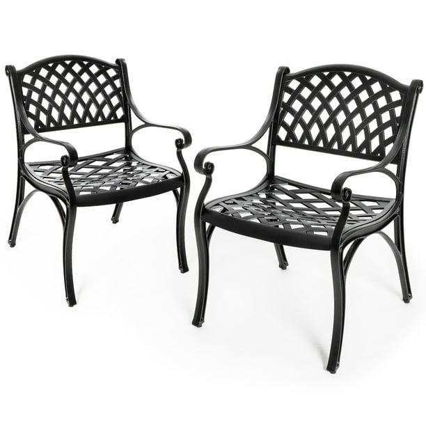 Nuu Garden 2 Piece Cast Aluminum, White Cast Aluminum Patio Dining Chairs
