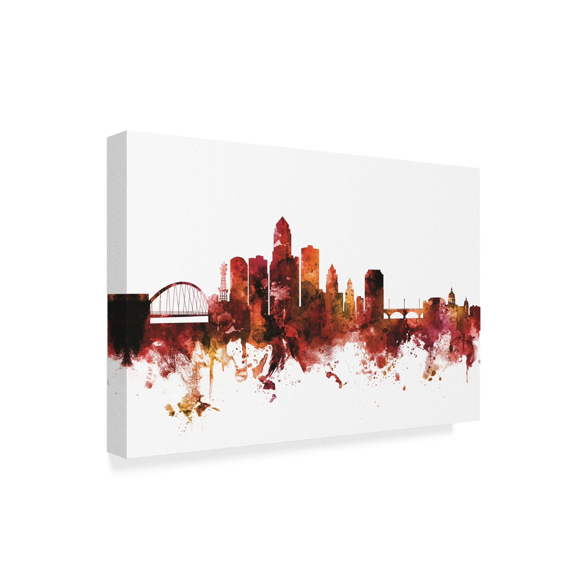 Trademark Fine Art 'Des Moines Iowa Skyline Red' Canvas Art by Michael Tompsett