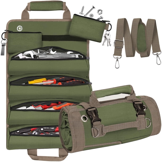 Bolsa Enrollable Para Herramientas, Caja De Herramientas Portátil Verde, Resistente Al Agua, Para Hombres, Carpintero, Maquinista, Electricista (Rollo)