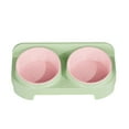 thumbnail image 2 of Double Bowl Pet Feeder Non Slip, QQZ Slanted Elevated Cat Dog Bowls for Cervical Health, Wide Opening Anti Tipping Food Water Dish with Rubber Base, Pink, 2 of 6