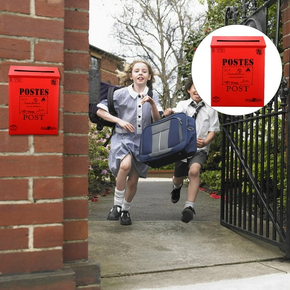 FRCOLOR Red Tin Retro Mailbox for Home Decor Large Storage Newspaper Case