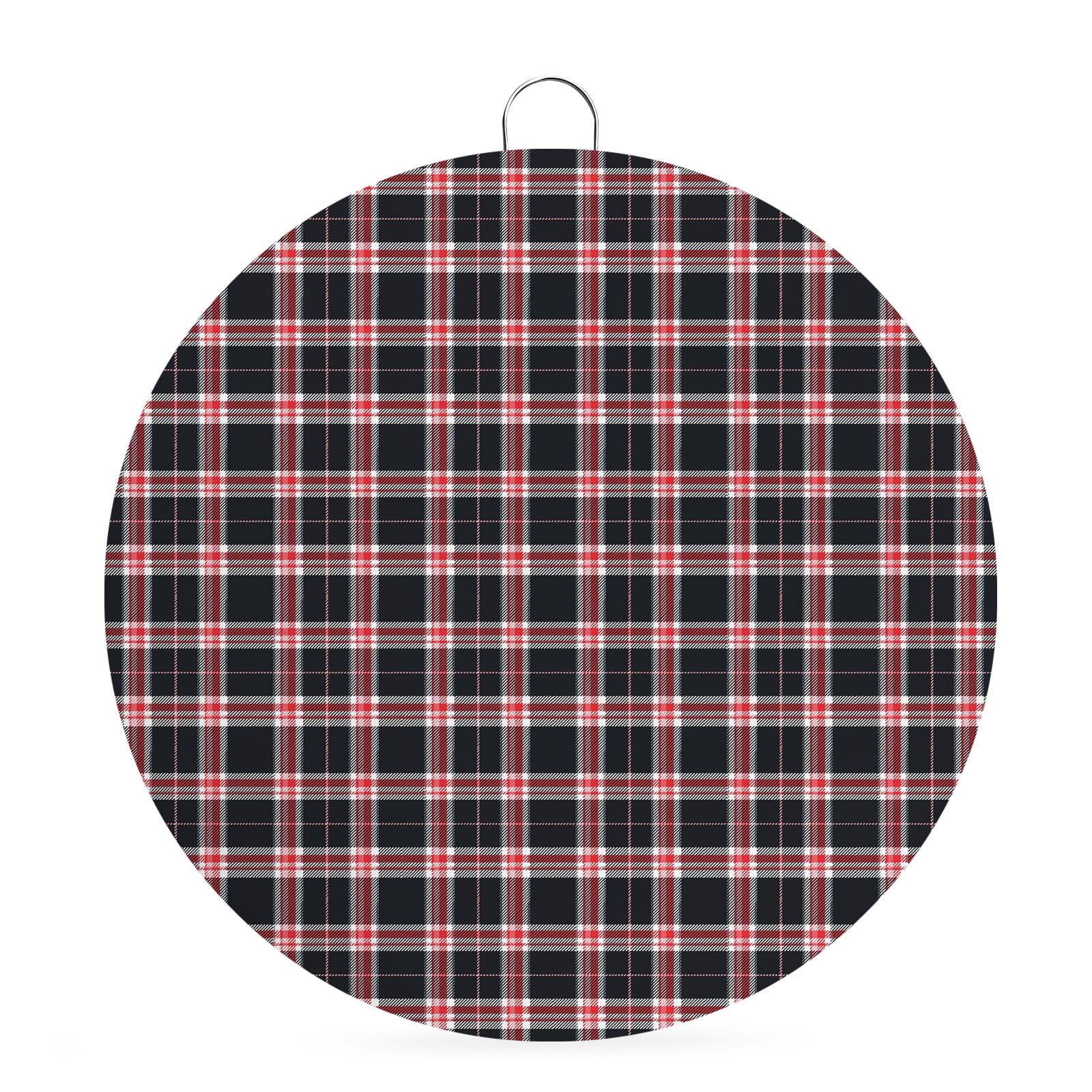 Welcome Sign for Front Door Black Red Plaid Round Metal Wall Art Wreaths Farmhouse Buffalo Checkered Gingham Outdoor Indoor Wall Hanging Sign for Porch Decor Housewarming Gifts 7.9 Inch