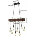 thumbnail image 4 of Dining Room Light Fixture, Farmhouse Pendant Lights Kitchen Island Rustic 8 Lights Wood and Black Metal Rectangular Chandelier Ceiling Hanging Lighting, 4 of 8