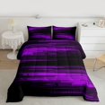 thumbnail image 2 of Homewish Geometric Line Pattern Bedding Comforter Set,Pixel Stripes Pattern Twin Comforter Sets,Black Purple Bedding Set For Teens,Luxury Bedroom Decor Reversible,2-Piece, 2 of 8