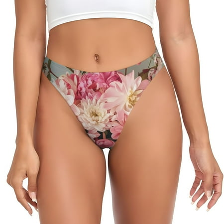 Adobk Vintage Typewriter Floral Print Seamless Women Underwear Thongs No Show Ladies Thong No Line Breathable Comfortable Panties Undies for Women-X-Small