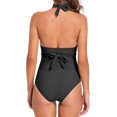 thumbnail image 2 of Retro Halter Retro una Pieza Traje de baño Crossover Monokini Trajes de baño Negro M Negro M Xishao ropa, 2 of 2