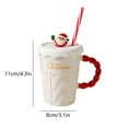 thumbnail image 3 of Christmas Tree Ceramic Mug with Lid and Straw | Festive Holiday Sweater Design | Couples Gift Set | 1-Piece Ceramic Cup for Hot & Cold Drinks, 3 of 6