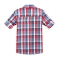 thumbnail image 3 of Bienzoe Boy's Cotton Plaid Roll Up Button Down Sports Shirts Red/Blue 13/14, 3 of 6