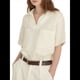 thumbnail image 2 of Camisas de Cuello en V para Mujer, Blusas Casuales de Corta con Solapa y Bolsillos Dobles. Crema M, 2 of 10