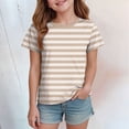 thumbnail image 2 of NIEWTR Hauts à Manches Courtes à Rayures Classiques pour Filles T-Shirts d'Été pour Enfants Col Rond Tendance T-Shirts pour Enfants 5-14 Ans (Gris, 1-2 Ans), 2 of 4