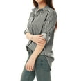 thumbnail image 2 of INSPIRE CHIC Women's Button Down Roll-up Long Sleeves Lapel Collar Shirts XS Black, 2 of 6