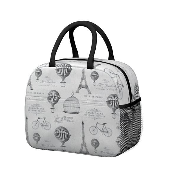 Cute Lunch Bag for Women Reusable Insulated Lunch Bags, Leakproof Cooler Food Lunch Tote Bag, Large Capacity Paris Theme Lunch Box for Work School Travel Picnic