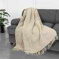 thumbnail image 4 of Kathy Ireland Oversized Chenille Polyester Fringed Basket Throw - Stone - 50” X 70”, 4 of 6