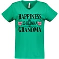 thumbnail image 3 of Inktastic Happiness is Being a Grandma with Butterflies Women's V-Neck T-Shirt, 3 of 5