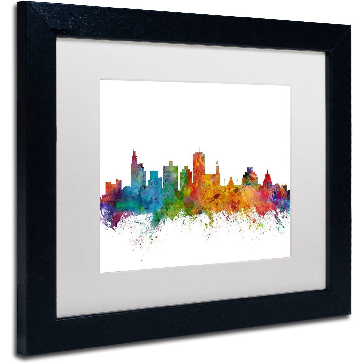 Trademark Fine Art 'Jackson Mississippi Skyline' Canvas Art by Michael Tompsett, White Matte, Black Frame