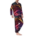 thumbnail image 2 of Rocae Colorful Abstract Wave Motion for Men's Pajamas Set Mens Pjs Sets Long Sleeve Button Down Sleepwear-Large, 2 of 7