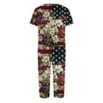 thumbnail image 5 of 4th of July Pajamas for Women Set Flag and Star Print Pullover Short Sleeve Shirts and Capri Pant Pjs Set 2 Piece Sleepwear Sets, 5 of 6