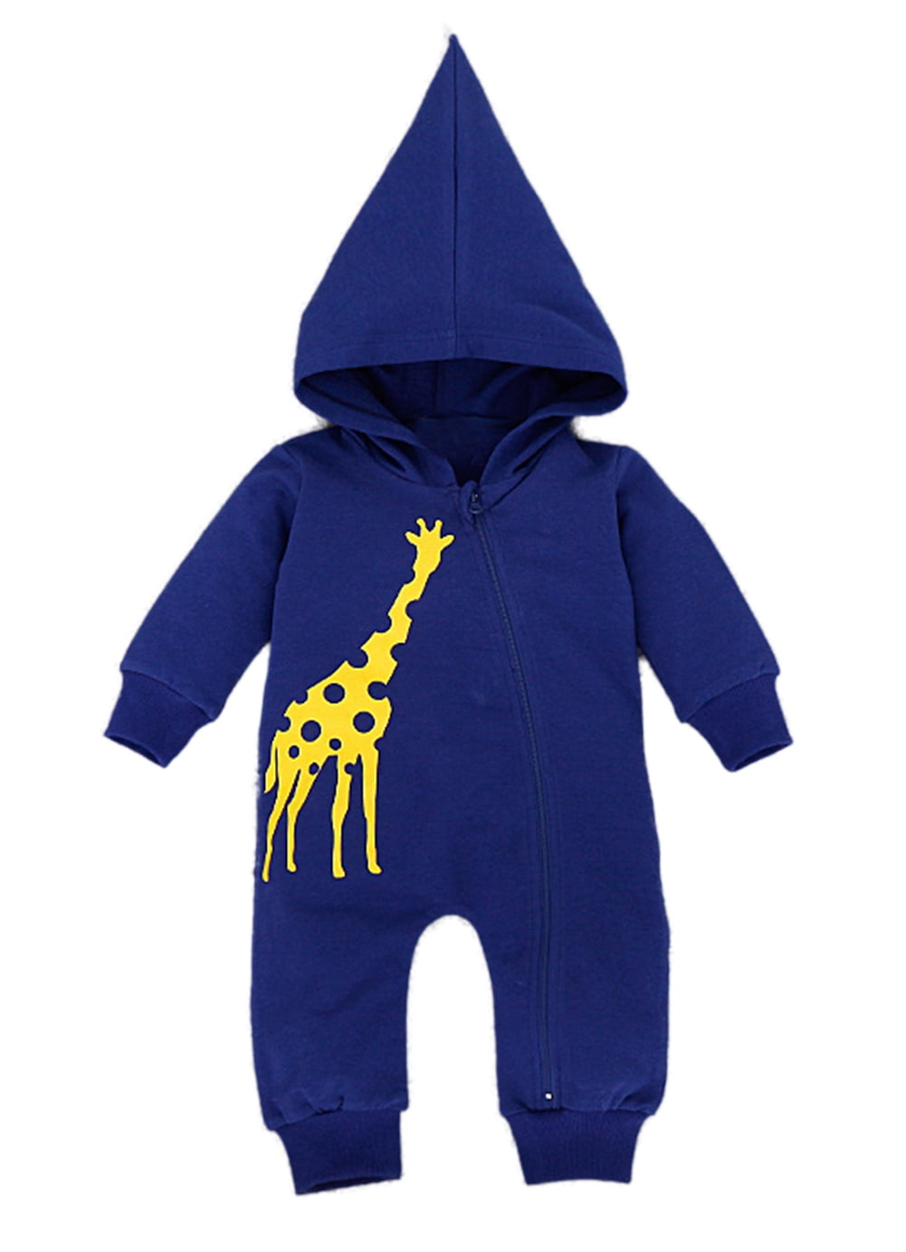 StylesILove Yellow Giraffe Animal Hooded Coverall Baby Romper (1824
