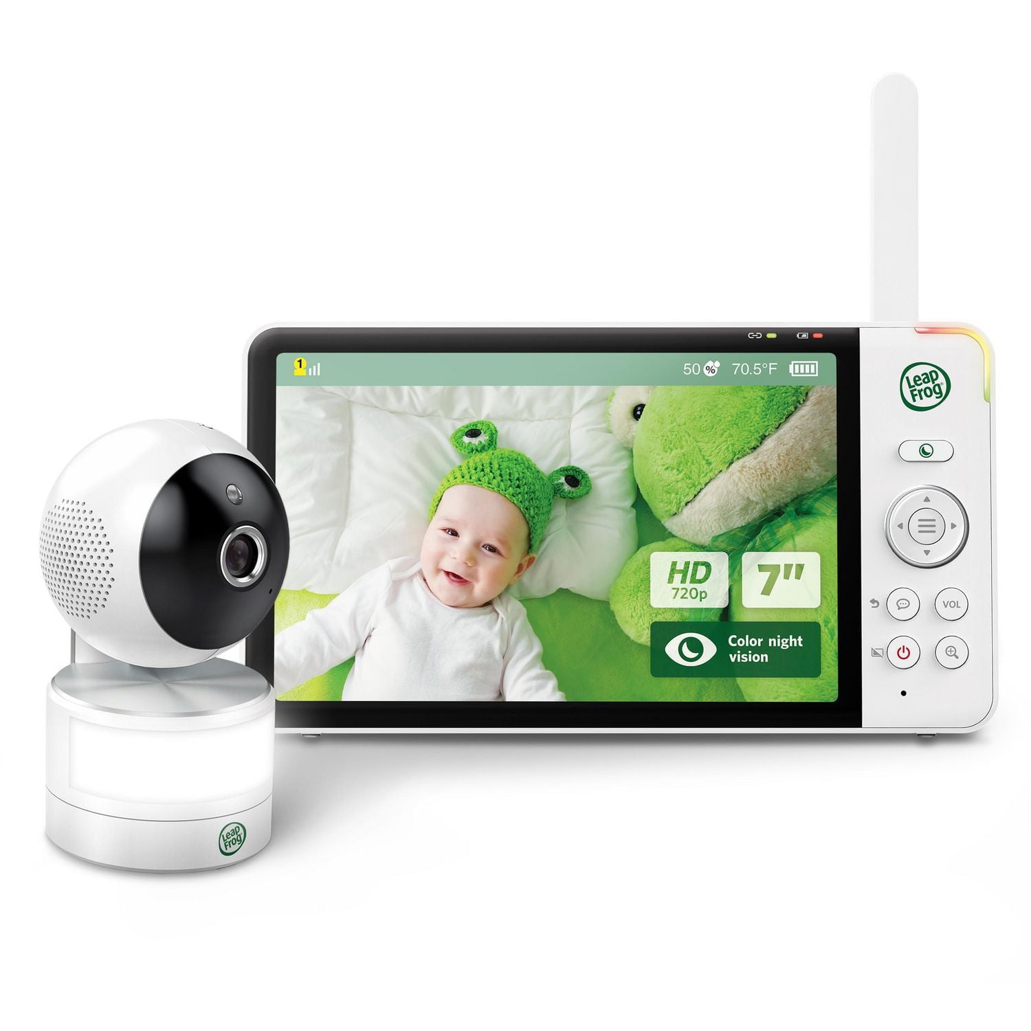 LeapFrog LF920HD Video Baby Monitor with 7” High Definition 720p Display, 360 degree Panoramic Viewing Pan & Tilt HD Camera, Color Night Vision, (White)