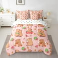 thumbnail image 2 of Erosebridal Cartoon Capybara Bedding Sets Twin Size,Pink Brown Comforter Sets with Sheets,Watermelon Strawberry Bed in a Bag Twin size,Ultra Soft Animal Bedroom Decoration,Reversible,7pcs, 2 of 6