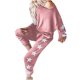 thumbnail image 4 of Pantalones de manga larga estampados sueltos de moda para mujer, traje informal de dos piezas Wmkox8yi bvn2448, 4 of 5
