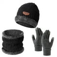 thumbnail image 1 of WZXFASHION 3pcs Winter Thermal Set Thickened Fleece Lined Beanie Hat Touchscreen Gloves & Non Scarf With Fleece | Windproof Cold Weather For Ing Snowboarding & Outdoor Activit H One Size, 1 of 3